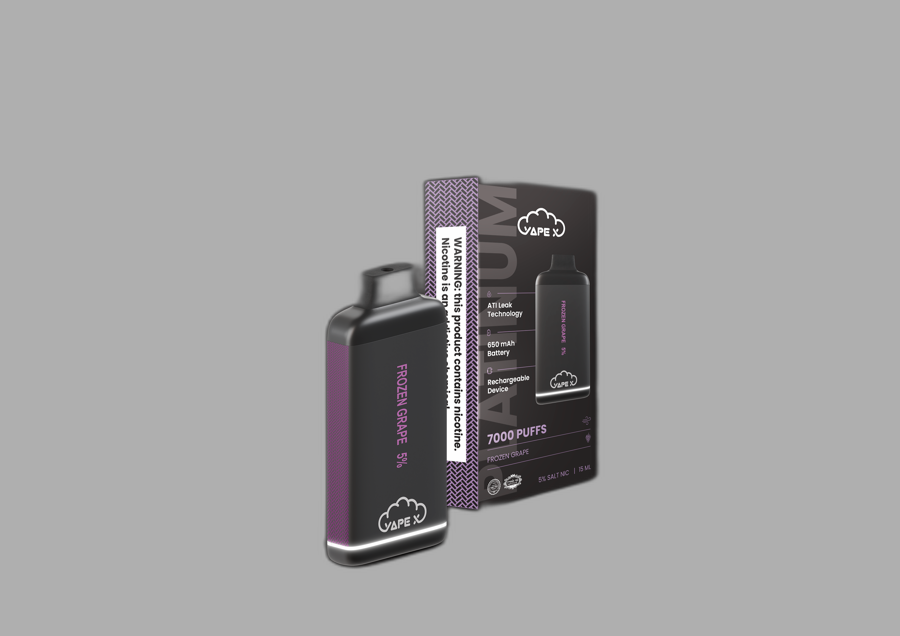 vapeX Frozen Grape Vape 5% Nicotine disposable vape front product view