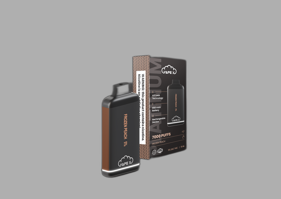 vapeX Frozen Peach Vape 5% Nicotine disposable vape front product view