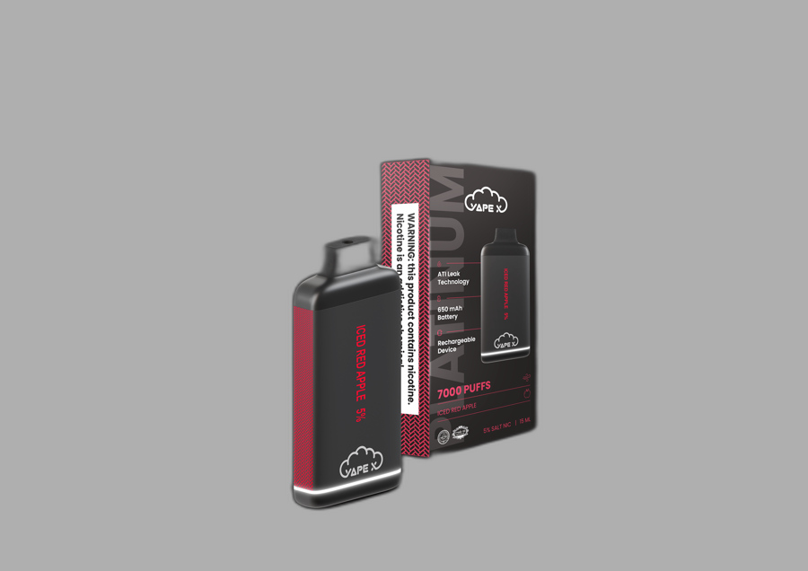 vapeX Iced Red Apple Vape 5% Nicotine disposable vape front product view