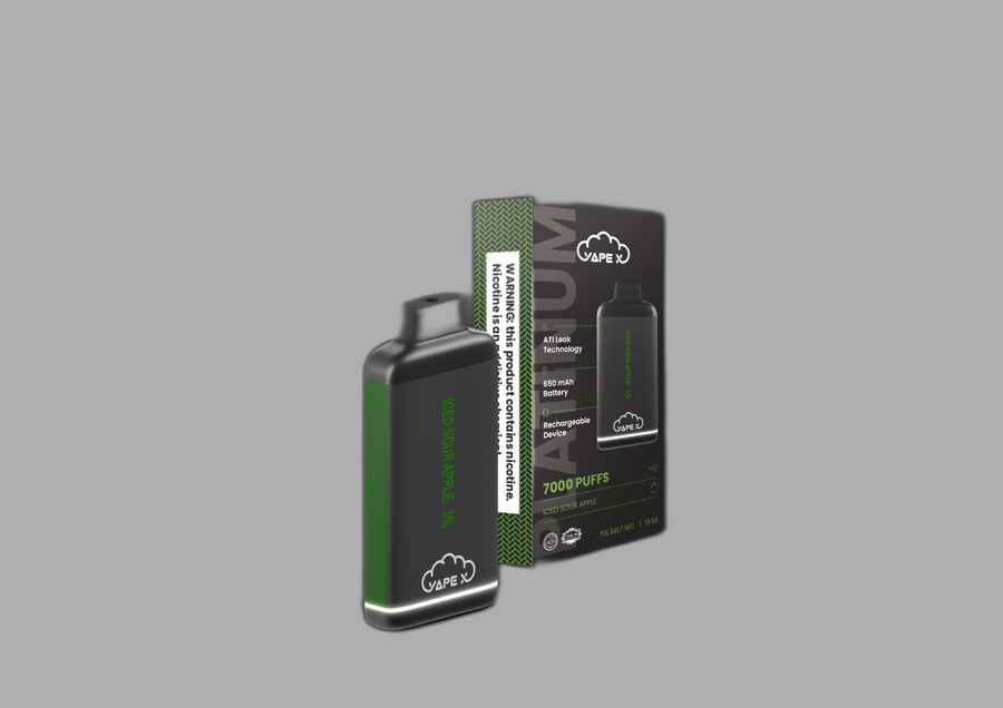 vapeX Iced Sour Apple 5% Nicotine disposable vape front product view