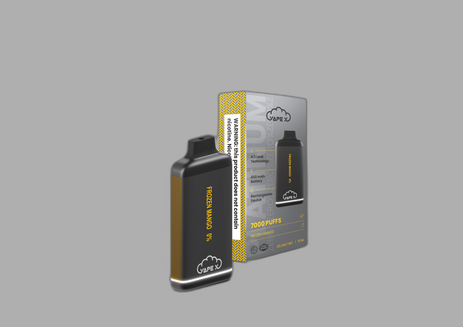 vapeX Frozen Mango Vape 0% Nicotine disposable vape front product view