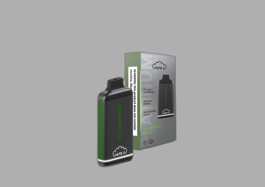 vapeX Iced Sour Apple Vape 0% Nicotine disposable vape front product view