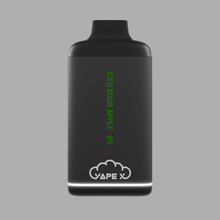 vapeX Iced Sour Apple Vape 0% Nicotine disposable vape front product view