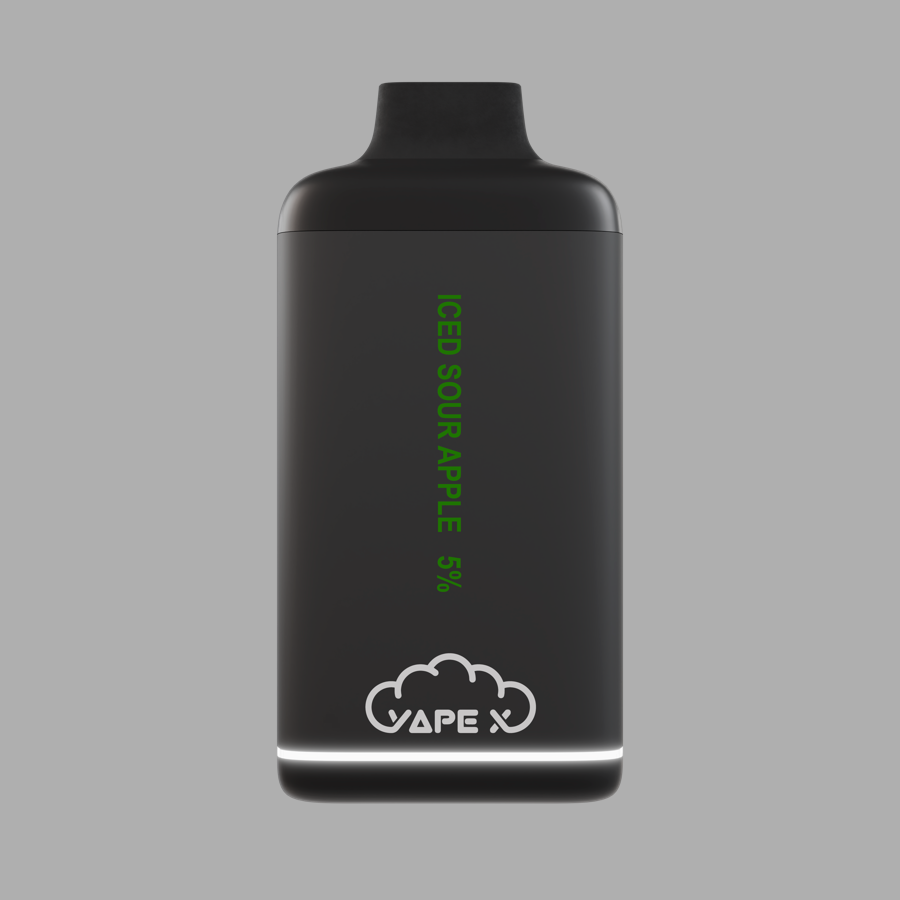 vapeX Iced Sour Apple 5% Nicotine (10 Pack) disposable vape front product view
