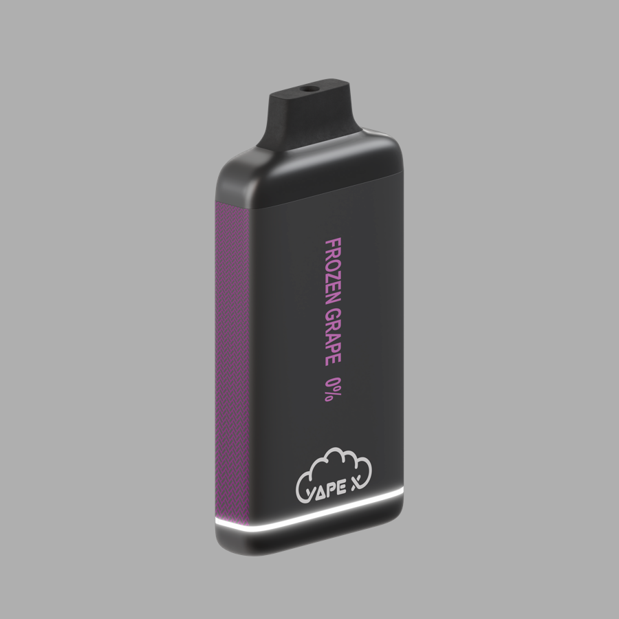 vapeX Frozen Grape Vape 0% Nicotine disposable vape angled product view