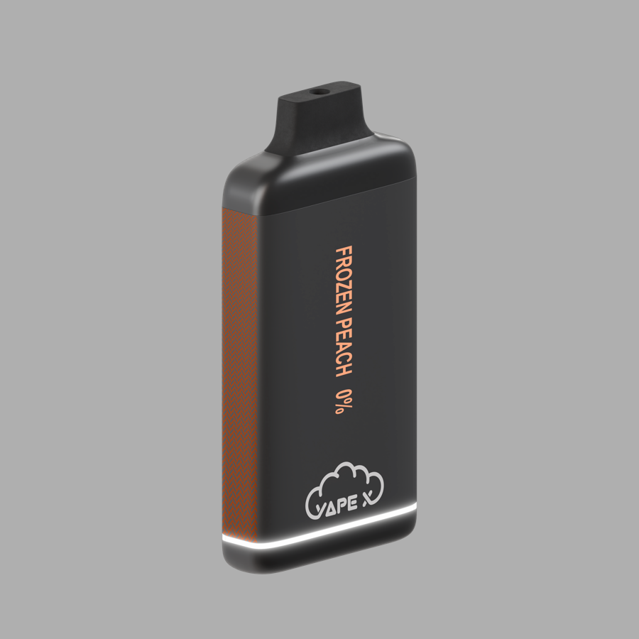 vapeX Frozen Peach Vape 0% Nicotine disposable vape angled product view