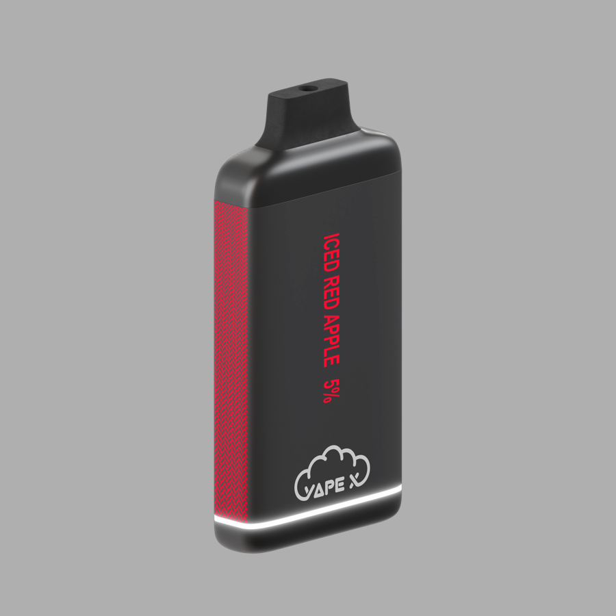 vapeX Iced Red Apple Vape 5% Nicotine disposable vape angled product view