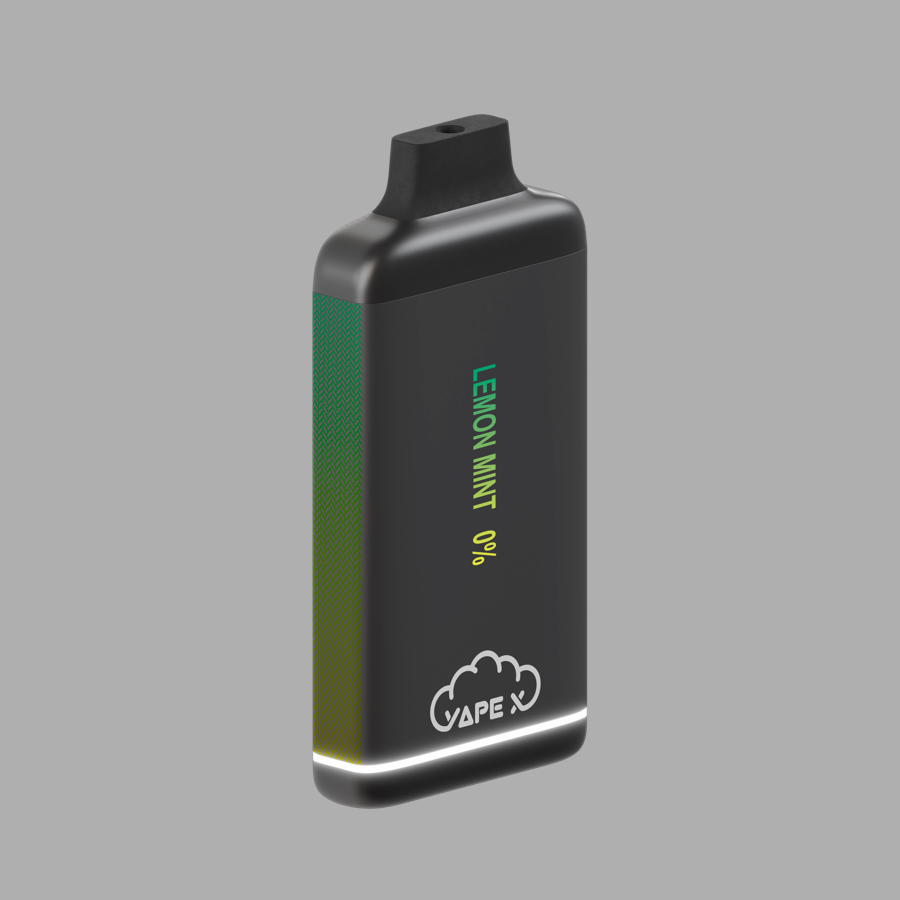 vapeX Lemon Mint Vape 0% Nicotine disposable vape angled product view