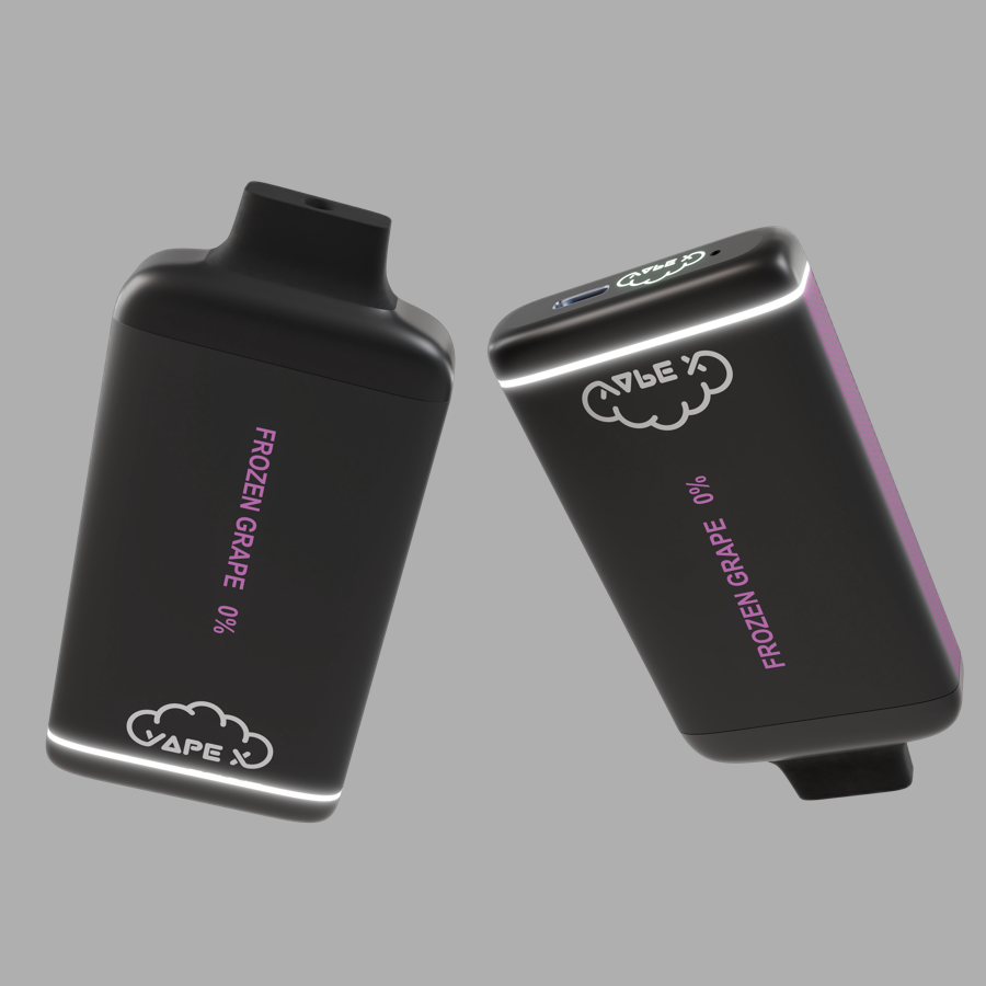 vapeX Frozen Grape 0% Nicotine (10 Pack) disposable vape top and bottom detail view