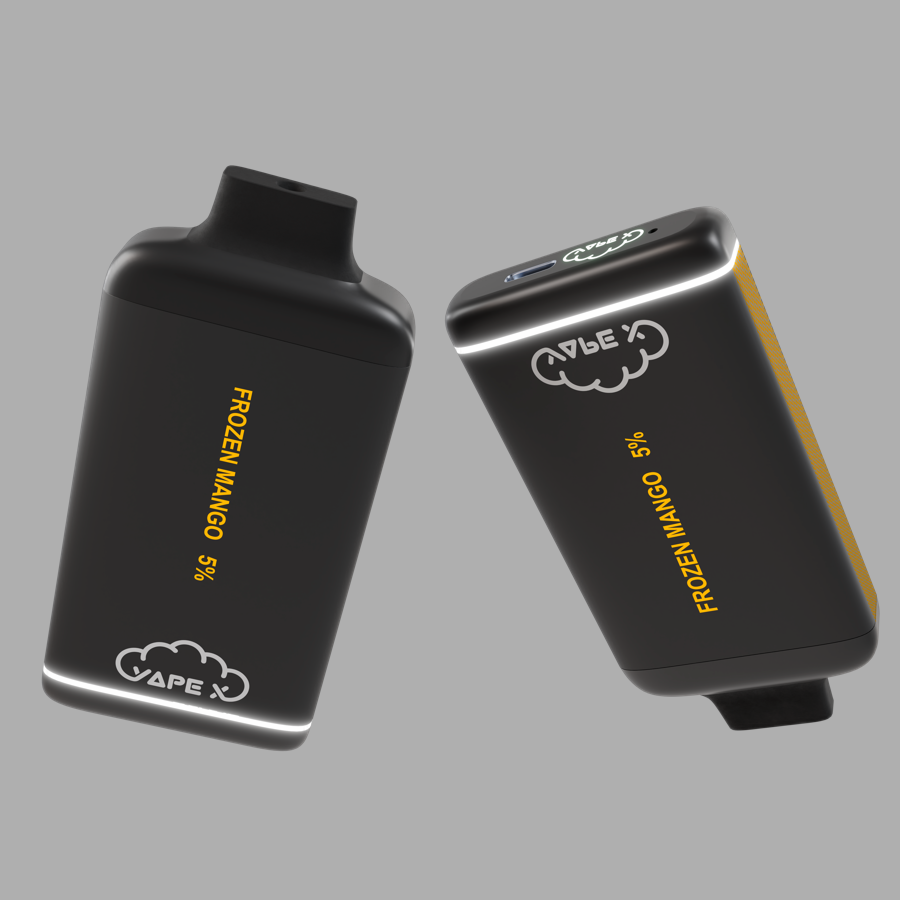 vapeX Frozen Mango Vape 5% Nicotine disposable vape top and bottom detail view
