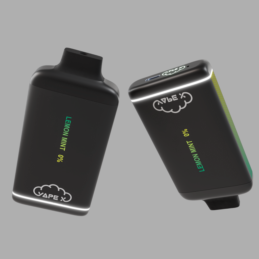 vapeX Lemon Mint Vape 0% Nicotine disposable vape top and bottom detail view