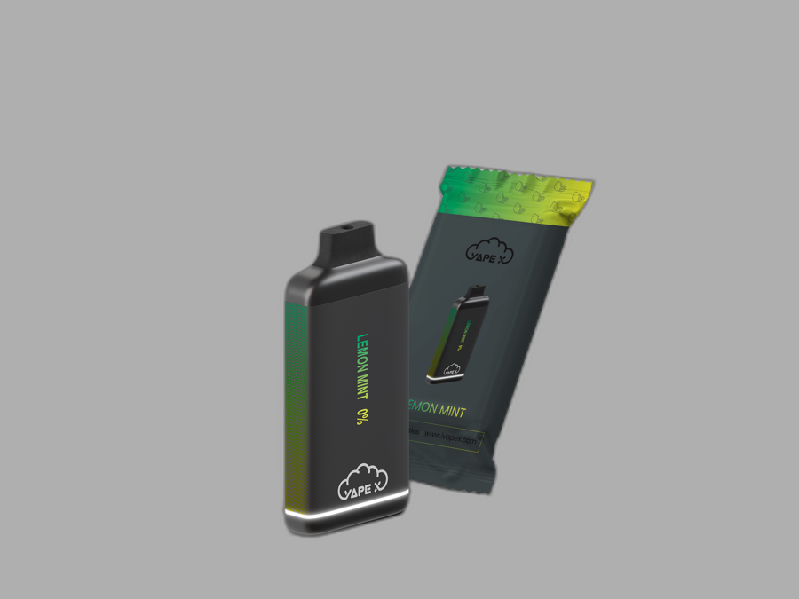 vapeX Lemon Mint 0% Nicotine (10 Pack) disposable vape packaging detail view
