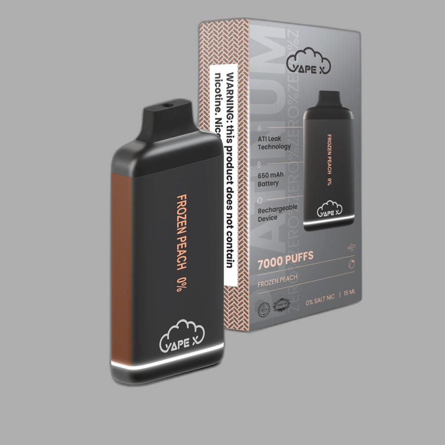 vapeX Frozen Peach Vape 0% Nicotine disposable vape product image