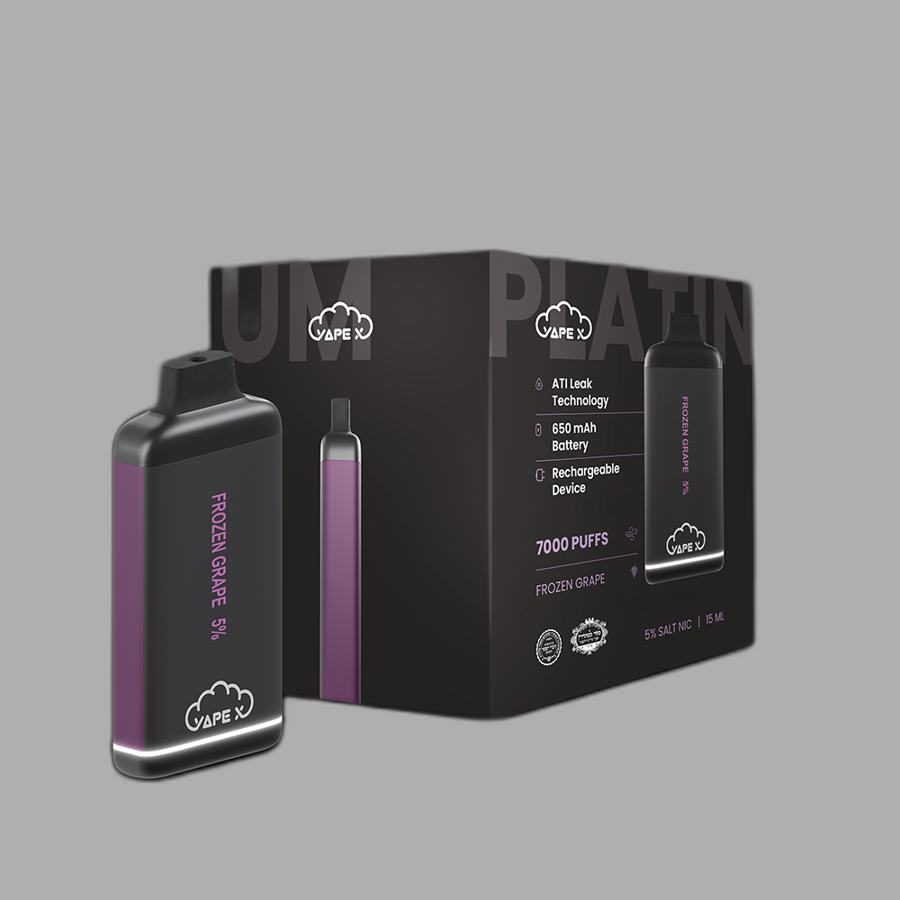 vapeX Frozen Grape 5% Nicotine (10 Pack) disposable vape front product view