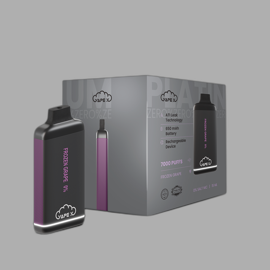 vapeX Frozen Grape 0% Nicotine (10 Pack) disposable vape front product view