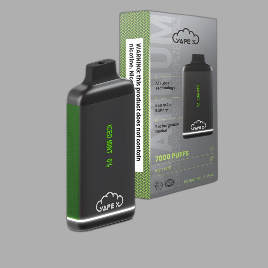 vapeX Iced Mint Vape 0% Nicotine disposable vape product image