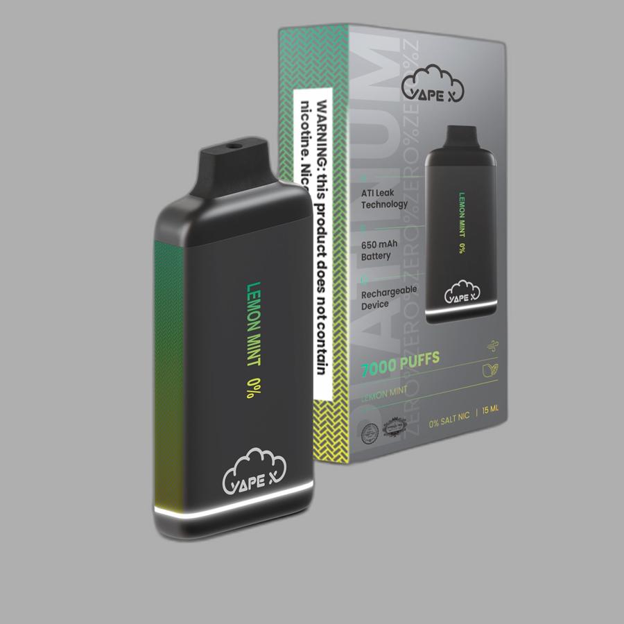 vapeX Lemon Mint Vape 0% Nicotine disposable vape product image