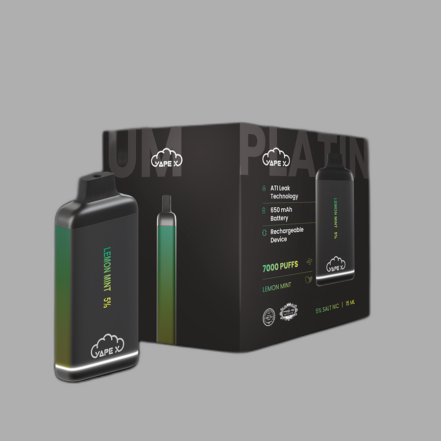 vapeX Lemon Mint 5% Nicotine (10 Pack) disposable vape front product view