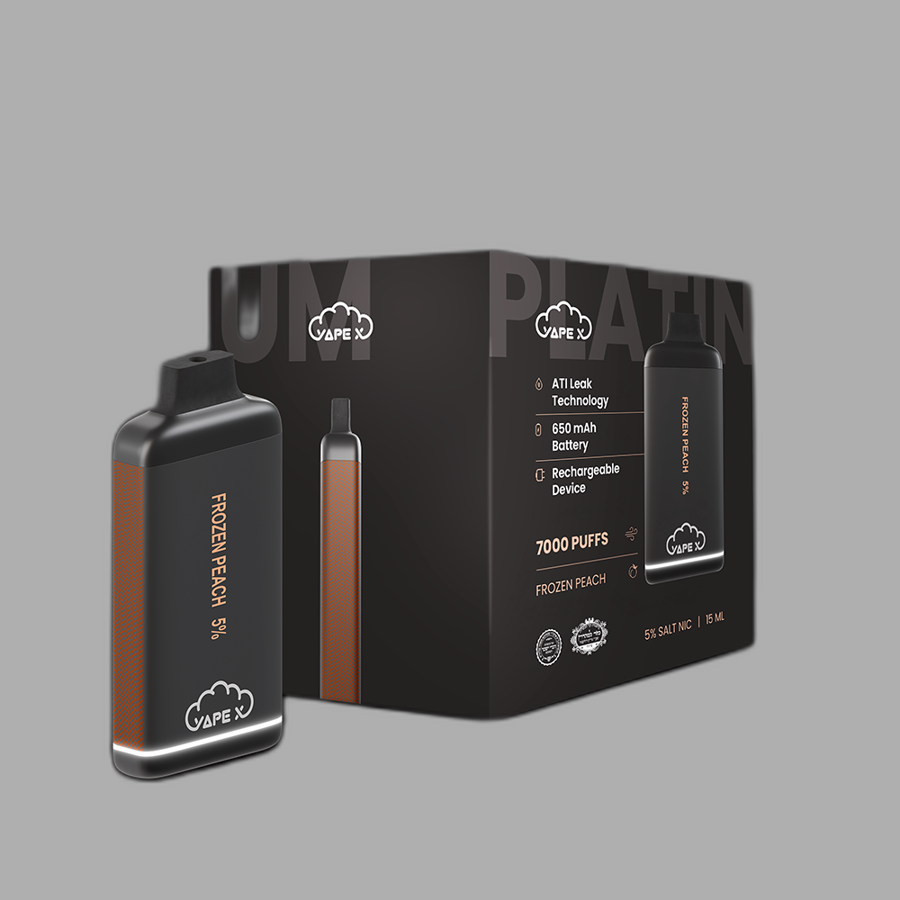 vapeX Frozen Peach 5% Nicotine (10 Pack) disposable vape front product view